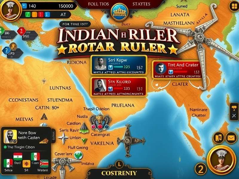 Indian Rim Ruler gameplay screenshot showing strategic map